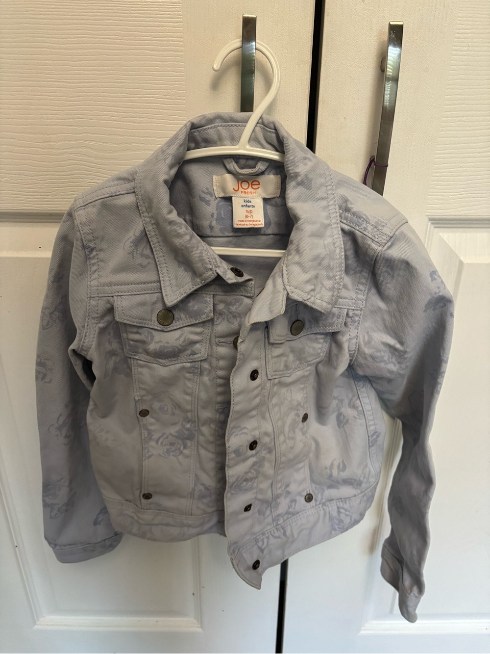 Joe Fresh Girls Floral Denim Jacket | Light Blue | Size 6-7
